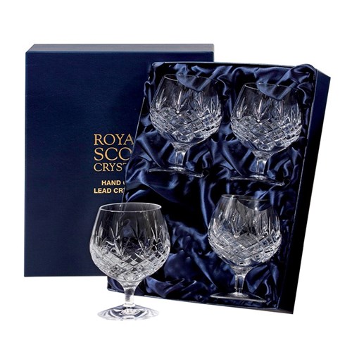 Royal Scot Crystal - Edinburgh - 4 Crystal Brandy Glasses (Presentation Boxed) - Celebrate in Style